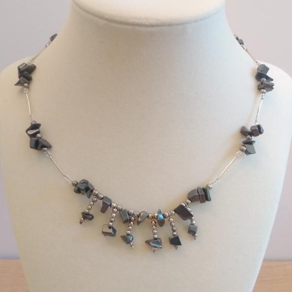 Vintage Sterling Silver & Hematite Necklace